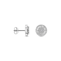 Online Histoire d'Or Boucles D'oreilles Puces Or Blanc Nawra Diamants Synthétiques
