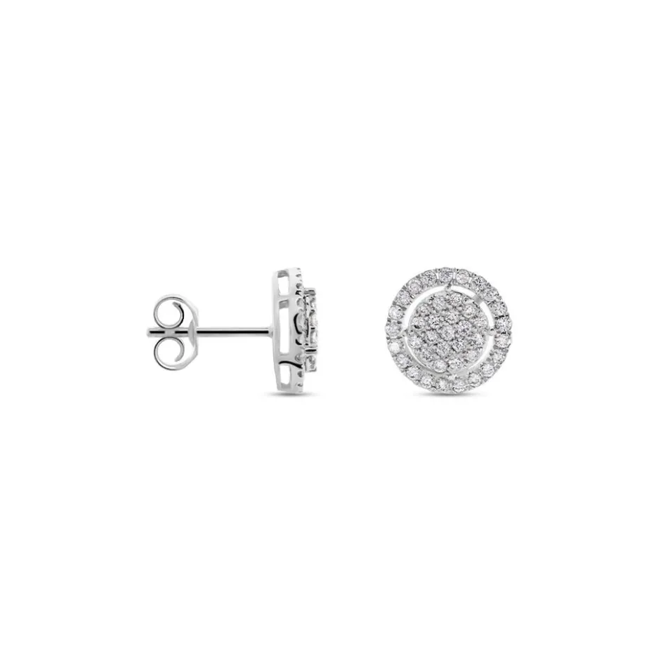 Online Histoire d'Or Boucles D'oreilles Puces Or Blanc Nawra Diamants Synthétiques