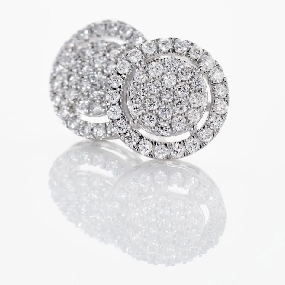 Online Histoire d'Or Boucles D'oreilles Puces Or Blanc Nawra Diamants Synthétiques