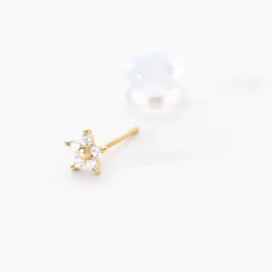 New Histoire d'Or Boucles D'oreilles Puces Or Jaune Convallaria Oxydes