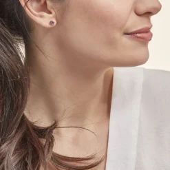 Histoire d'Or Boucles D'oreilles Puces Ovale Serti Griffe Or Jaune Amethyste or jaune amethyste violette