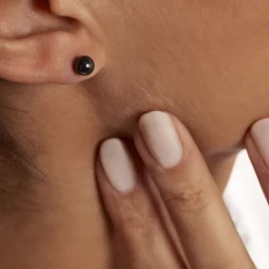 Clearance Histoire d'Or Boucles D'oreilles Puces Orbe Argent Blanc Céramique