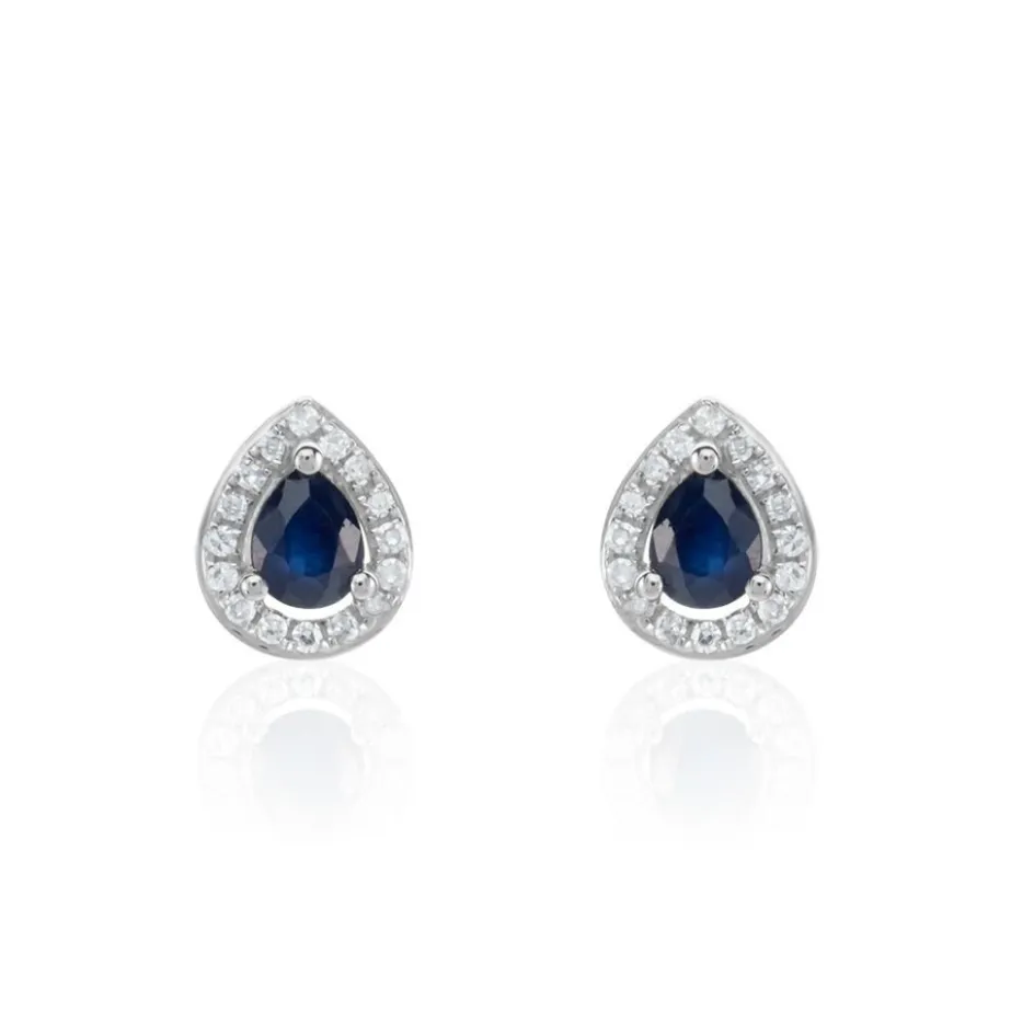 Histoire d'Or Boucles D'oreilles Puces Or Blanc Elheme Saphir* Boucles D'Oreilles|Clous D'Oreilles