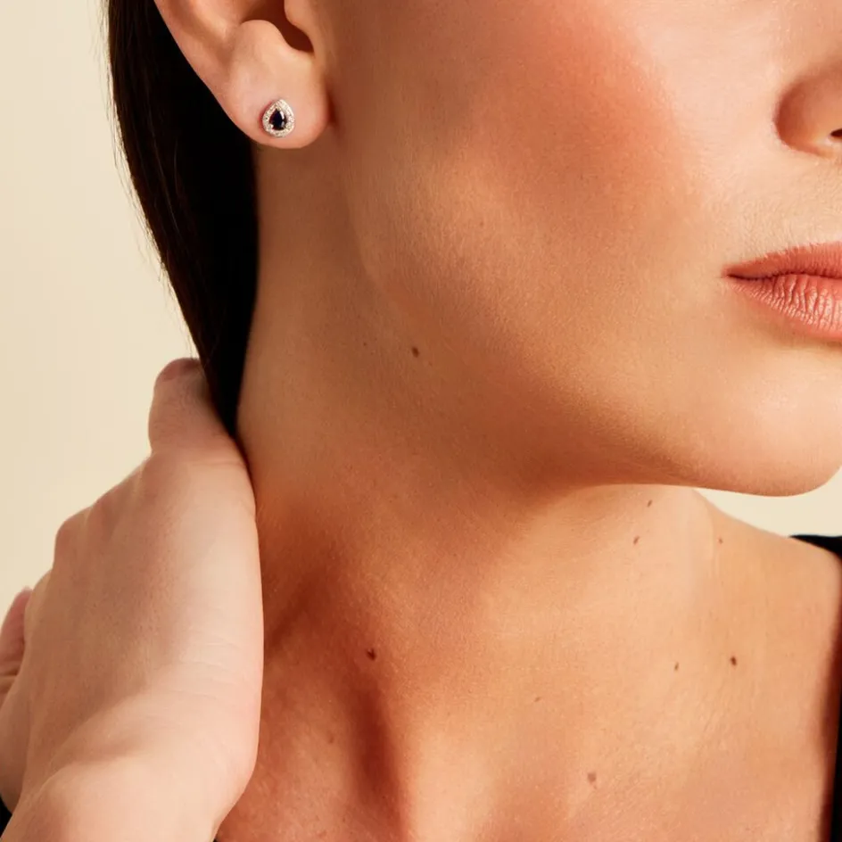 Histoire d'Or Boucles D'oreilles Puces Or Blanc Elheme Saphir* Boucles D'Oreilles|Clous D'Oreilles