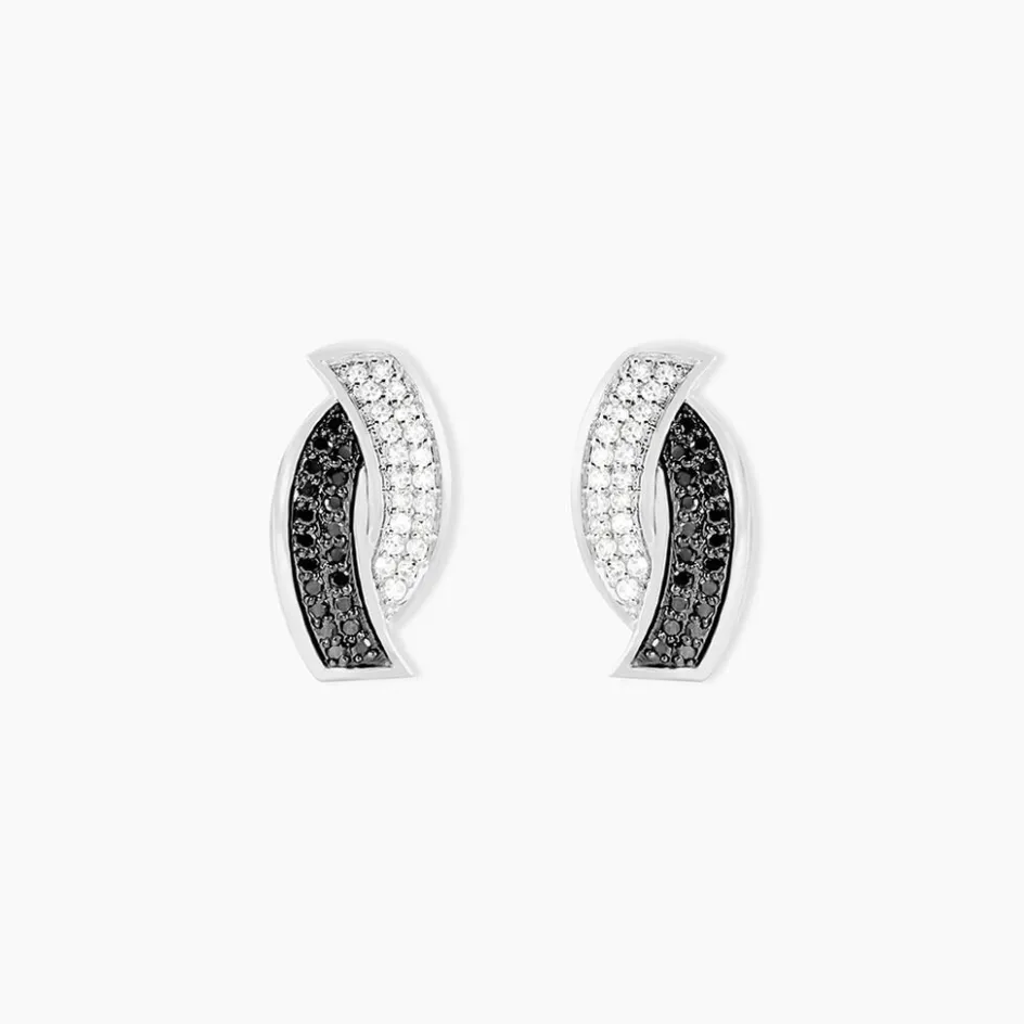 New Histoire d'Or Boucles D'oreilles Puces Oia Or Blanc Diamant