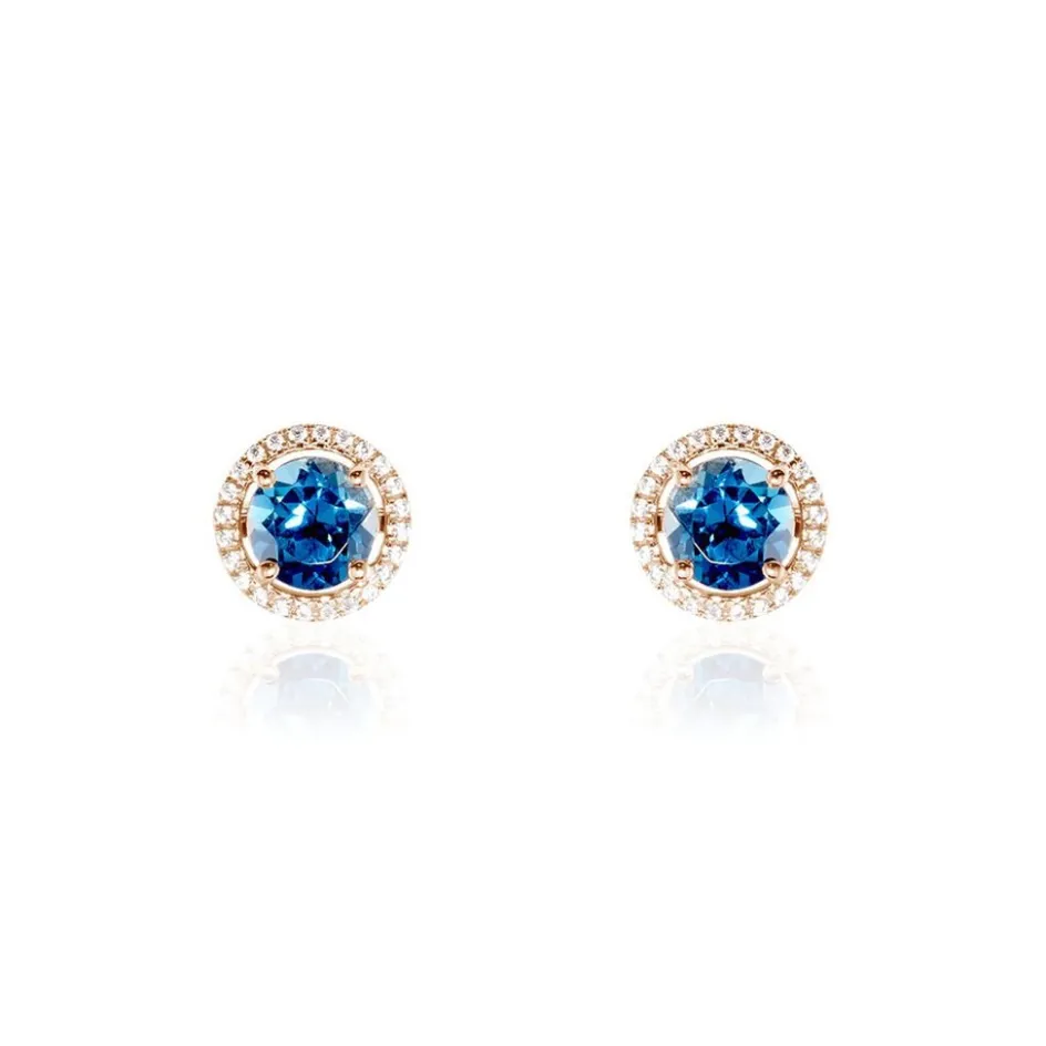Hot Histoire d'Or Boucles D'oreilles Puces Or Rose Maeva Topazes Oxydes De Zirconium