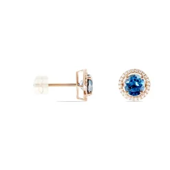 Hot Histoire d'Or Boucles D'oreilles Puces Or Rose Maeva Topazes Oxydes De Zirconium