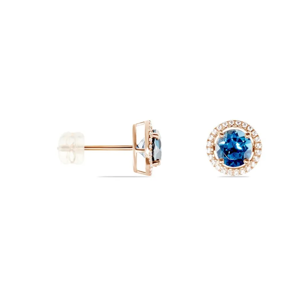 Hot Histoire d'Or Boucles D'oreilles Puces Or Rose Maeva Topazes Oxydes De Zirconium