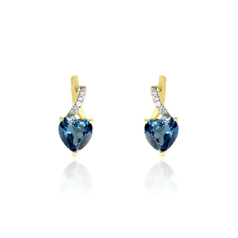 Online Histoire d'Or Boucles D'oreilles Puces Or Jaune Clothilde Topaze Et Oxydes or jaune topaze london blue
