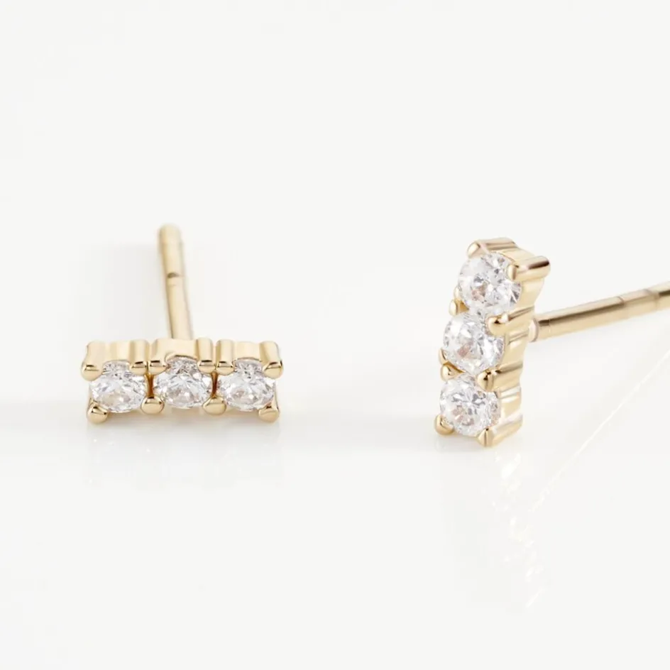 Clearance Histoire d'Or Boucles D'oreilles Puces Plaqué Or Jaune Alodia Oxydes De Zirconium plaqué or jaune oxyde