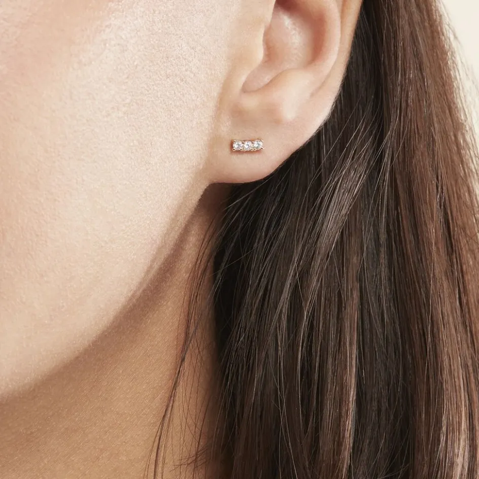 Clearance Histoire d'Or Boucles D'oreilles Puces Plaqué Or Jaune Alodia Oxydes De Zirconium plaqué or jaune oxyde