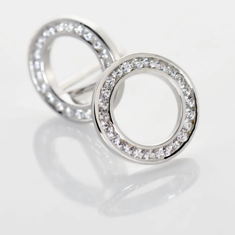 New Histoire d'Or Boucles D'oreilles Puces Prisco Argent Blanc Oxyde De Zirconium