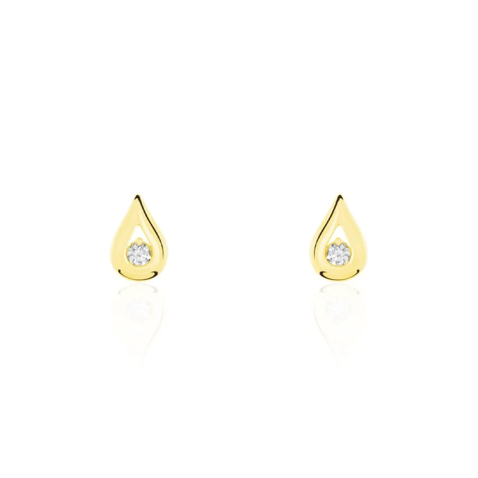 Online Histoire d'Or Boucles D'oreilles Puces Purete Or Jaune Diamant