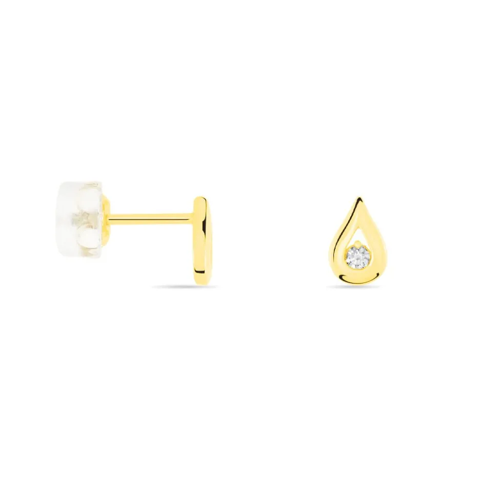 Online Histoire d'Or Boucles D'oreilles Puces Purete Or Jaune Diamant