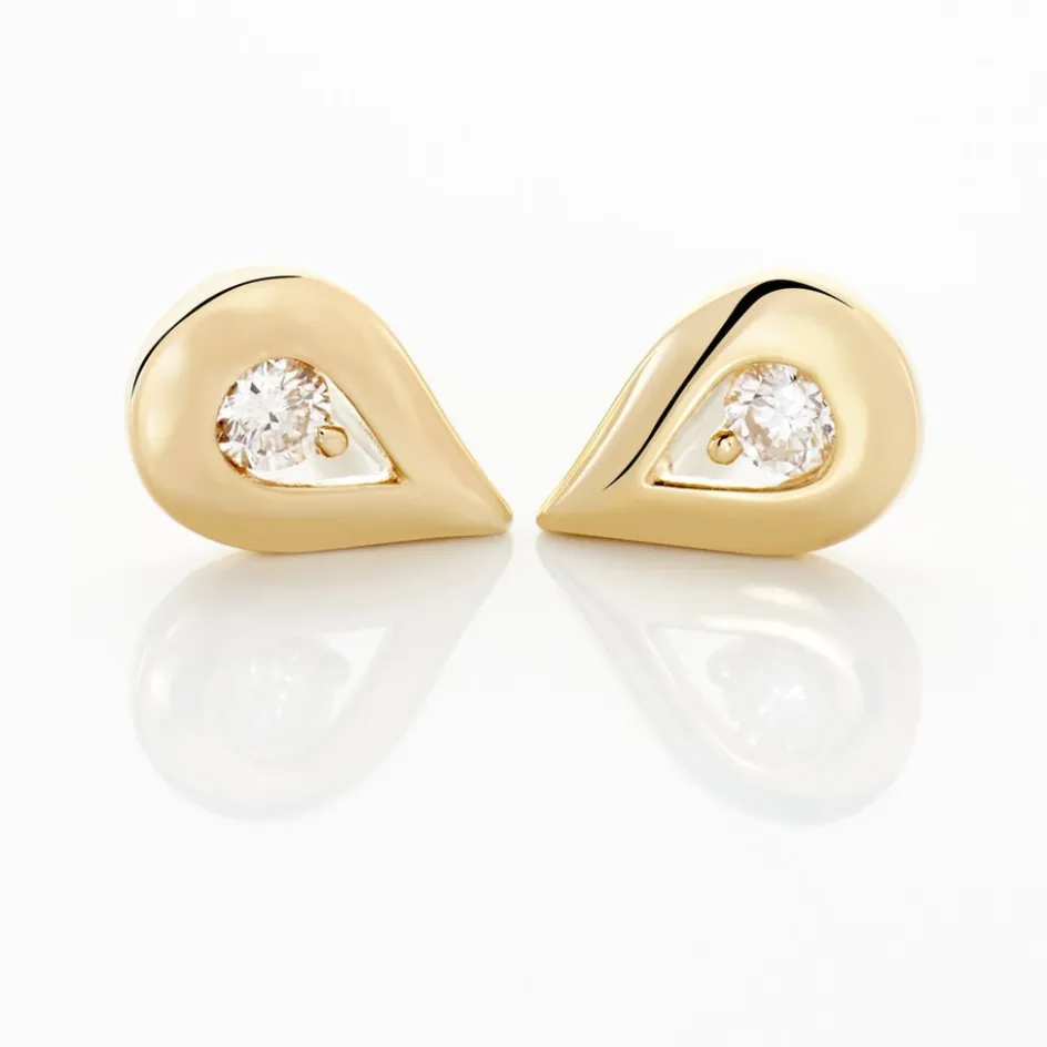 Online Histoire d'Or Boucles D'oreilles Puces Purete Or Jaune Diamant