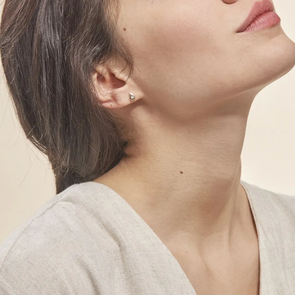 Online Histoire d'Or Boucles D'oreilles Puces Purete Or Jaune Diamant