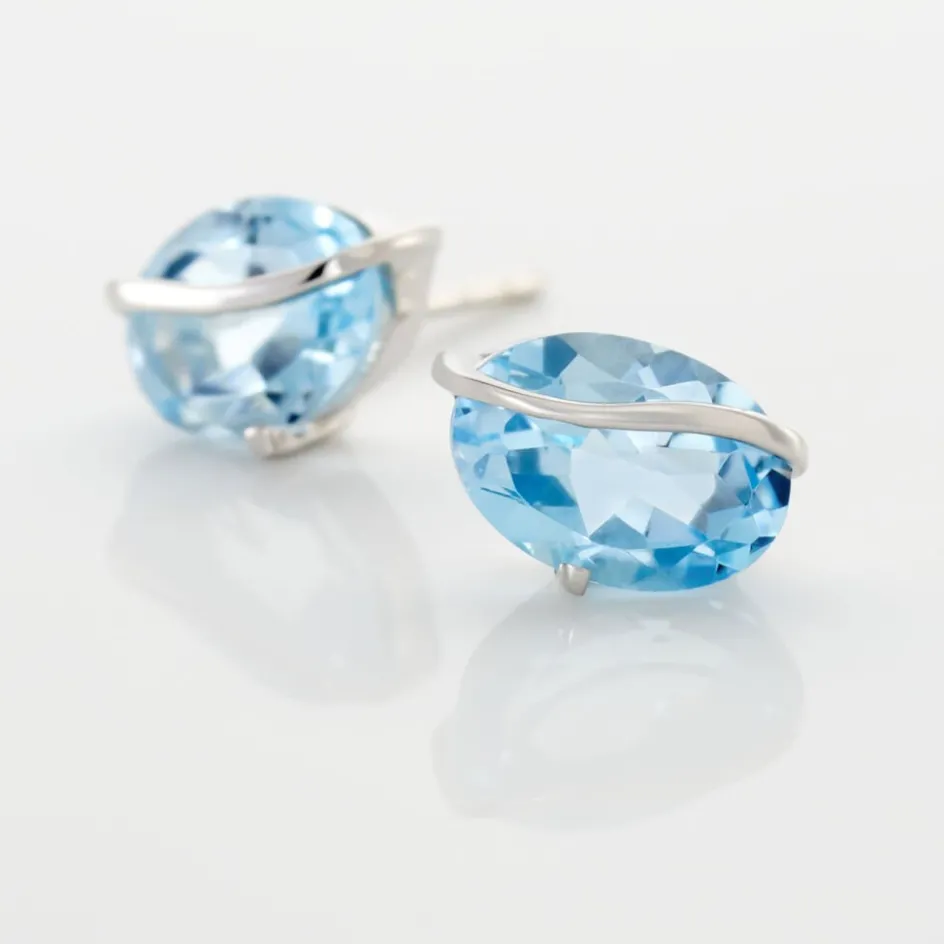Discount Histoire d'Or Boucles D'oreilles Puces Prudencia Or Blanc Topaze or blanc topaze bleue