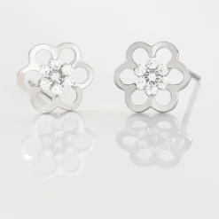 Discount Histoire d'Or Boucles D'oreilles Puces Philine Fleur De Zirconium or blanc oxyde