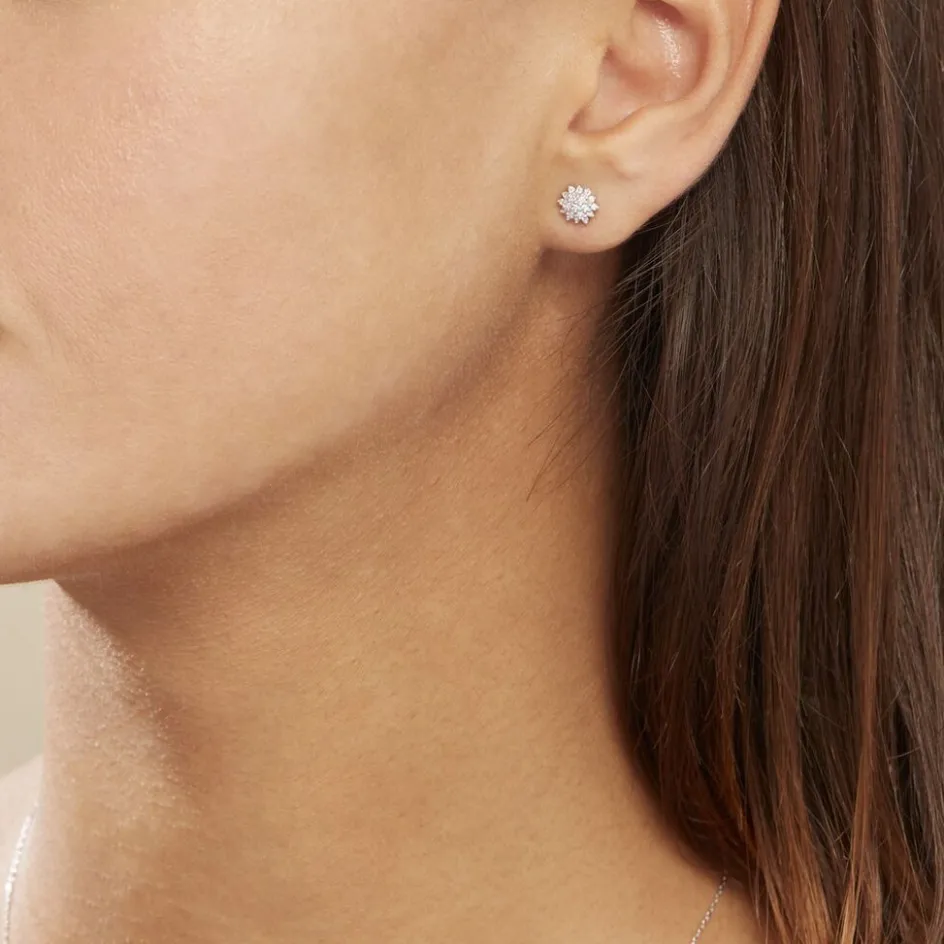 New Histoire d'Or Boucles D'oreilles Puces Platine Alden Diamants