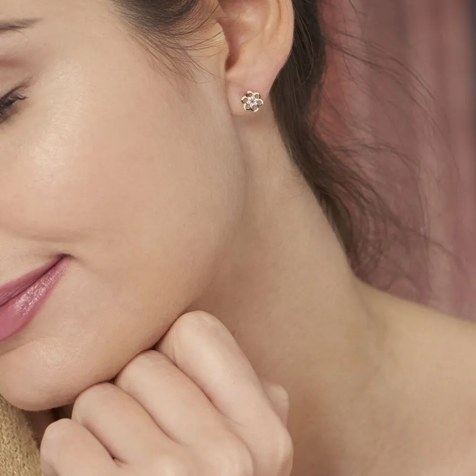 Histoire d'Or Boucles D'oreilles Puces Philine Fleur De Zirconium* Boucles D'Oreilles|Clous D'Oreilles