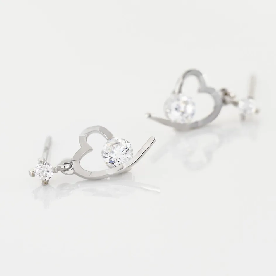 Sale Histoire d'Or Boucles D'oreilles Puces Romance De Zirconium or blanc oxyde