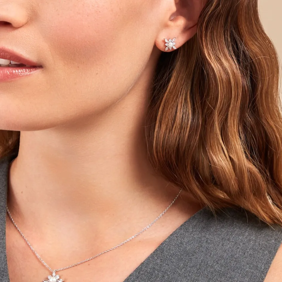 Best Histoire d'Or Boucles D'oreilles Puces Rhoda Argent Blanc Perle De Culture Oxyde