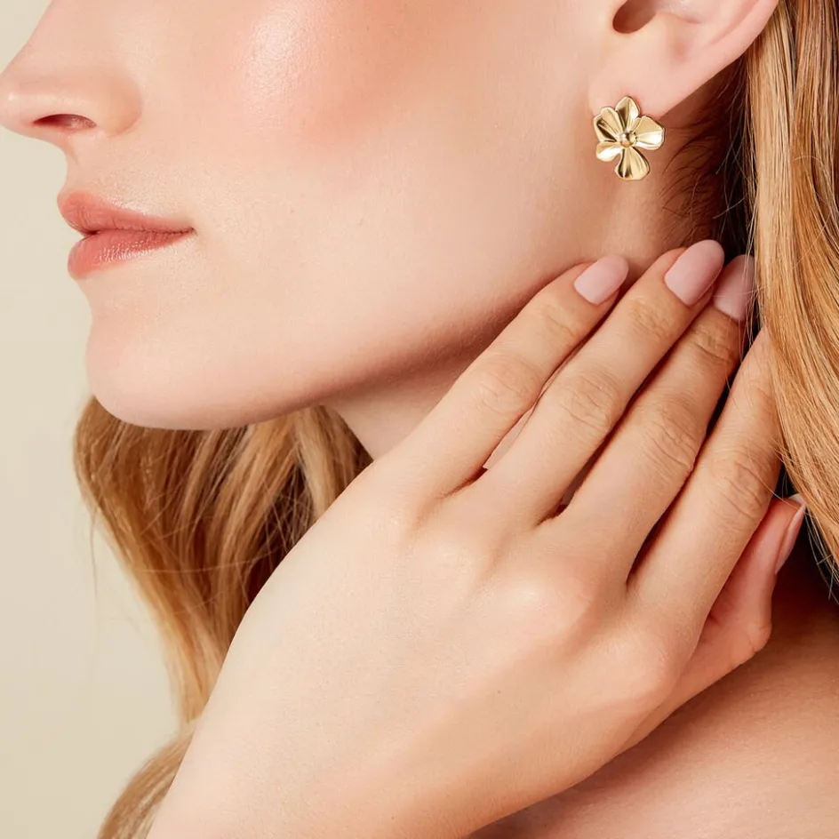 Sale Histoire d'Or Boucles D'oreilles Puces Rahima Acier Jaune