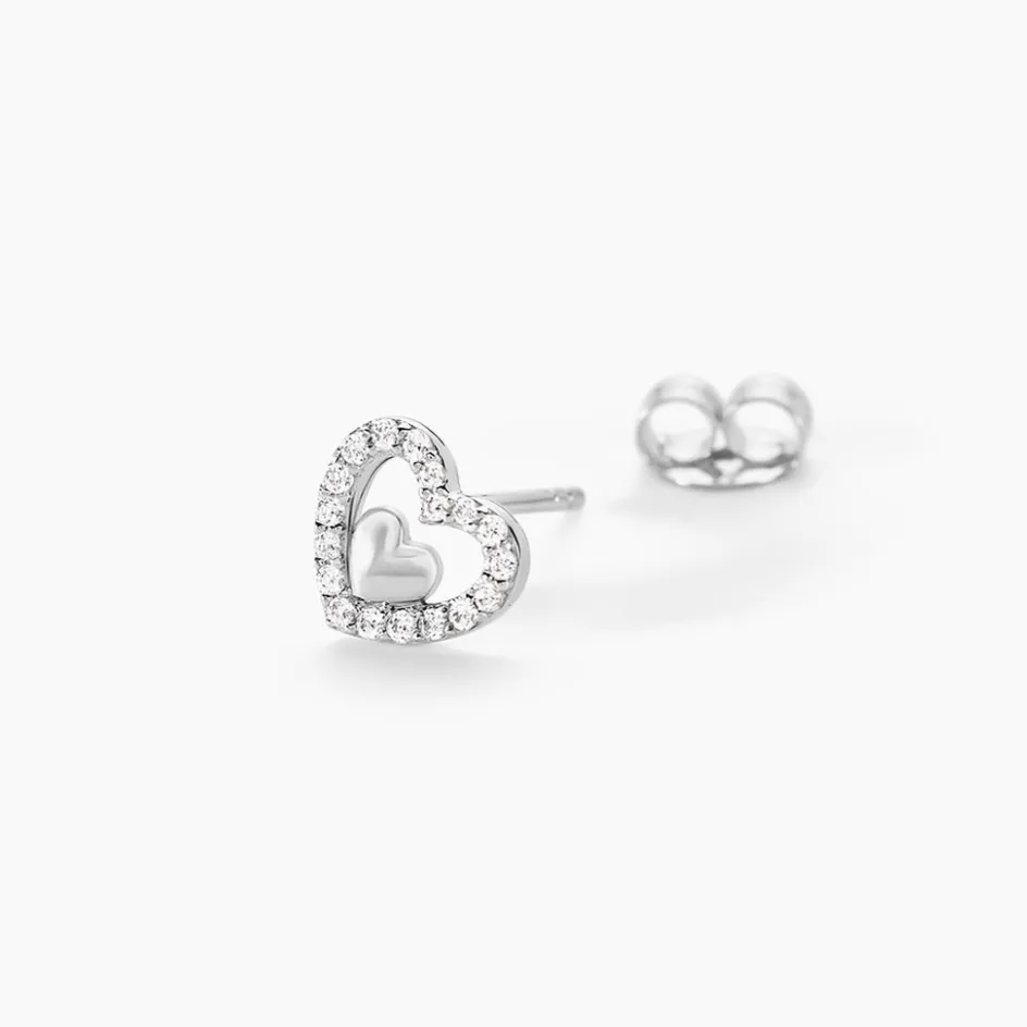Online Histoire d'Or Boucles D'oreilles Puces Rizlene Argent Blanc Oxyde De Zirconium