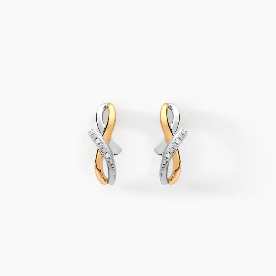 Best Histoire d'Or Boucles D'oreilles Puces Soukayna Or Bicolore Diamant