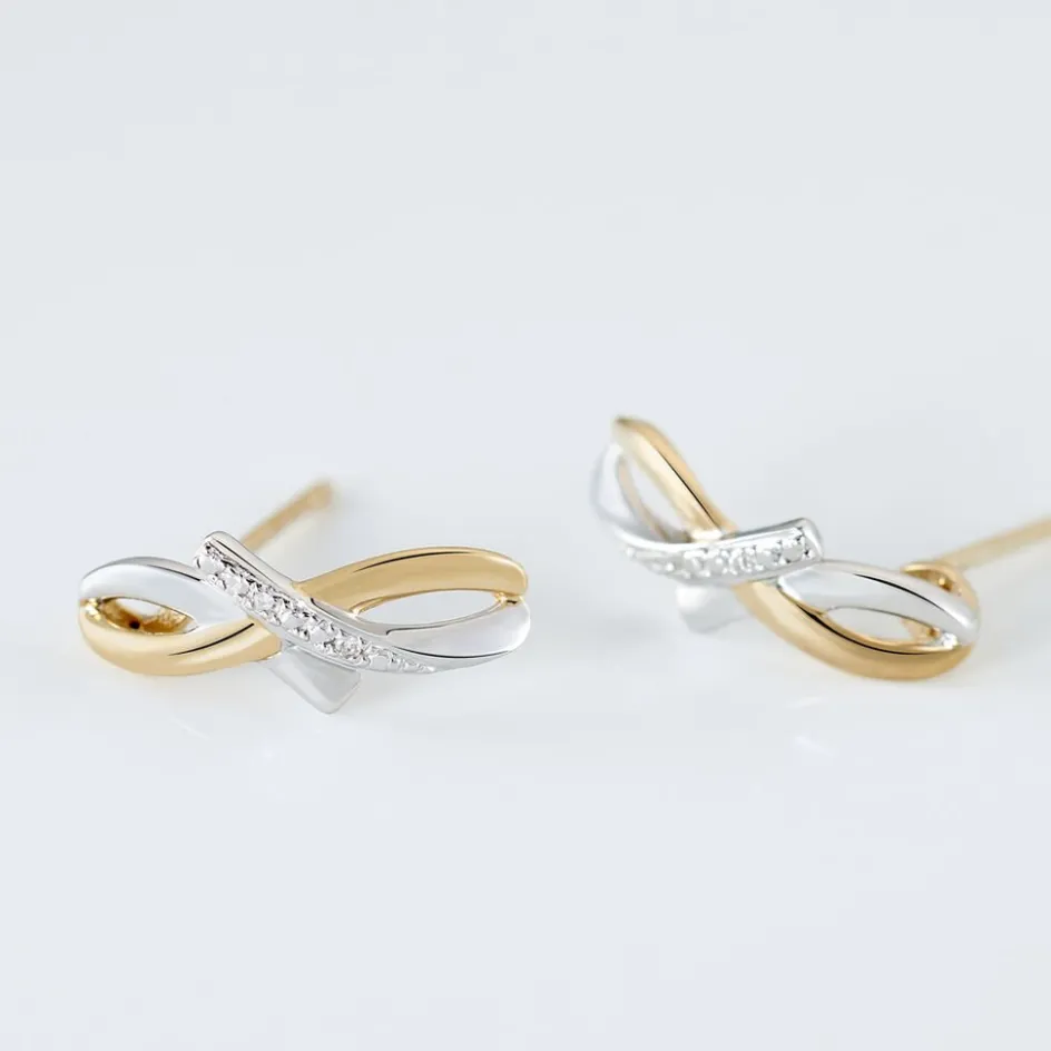 Best Histoire d'Or Boucles D'oreilles Puces Soukayna Or Bicolore Diamant