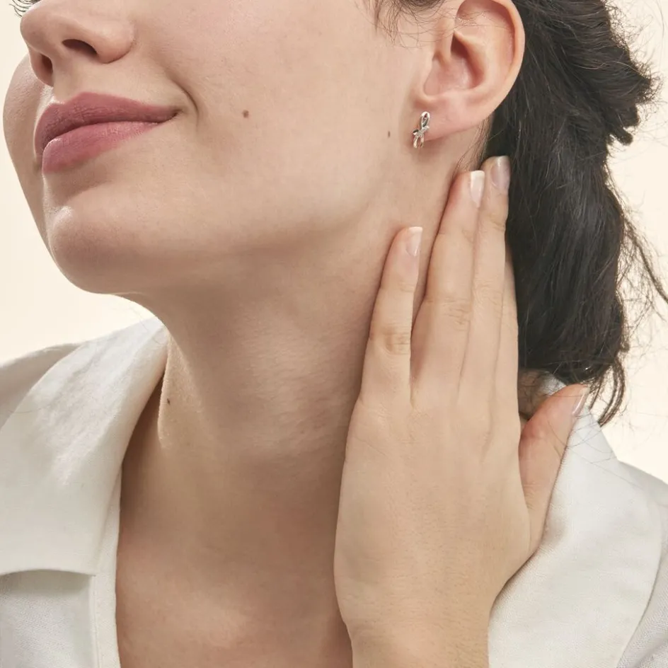 Best Histoire d'Or Boucles D'oreilles Puces Soukayna Or Bicolore Diamant