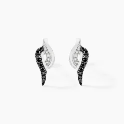 Online Histoire d'Or Boucles D'oreilles Puces Sculptural Or Blanc Diamant