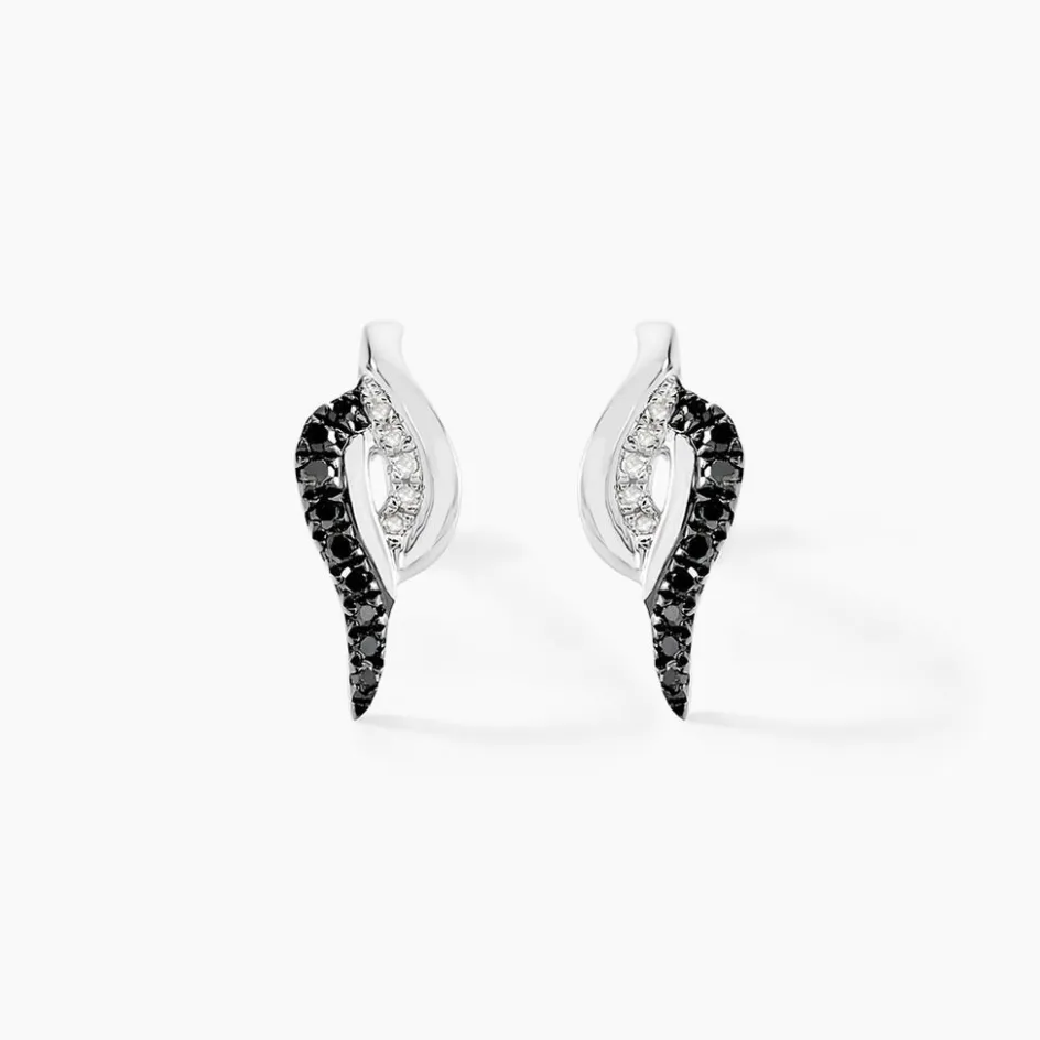 Online Histoire d'Or Boucles D'oreilles Puces Sculptural Or Blanc Diamant
