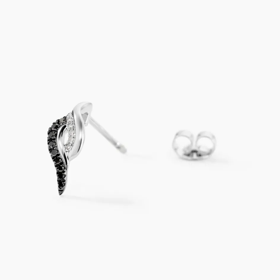 Online Histoire d'Or Boucles D'oreilles Puces Sculptural Or Blanc Diamant