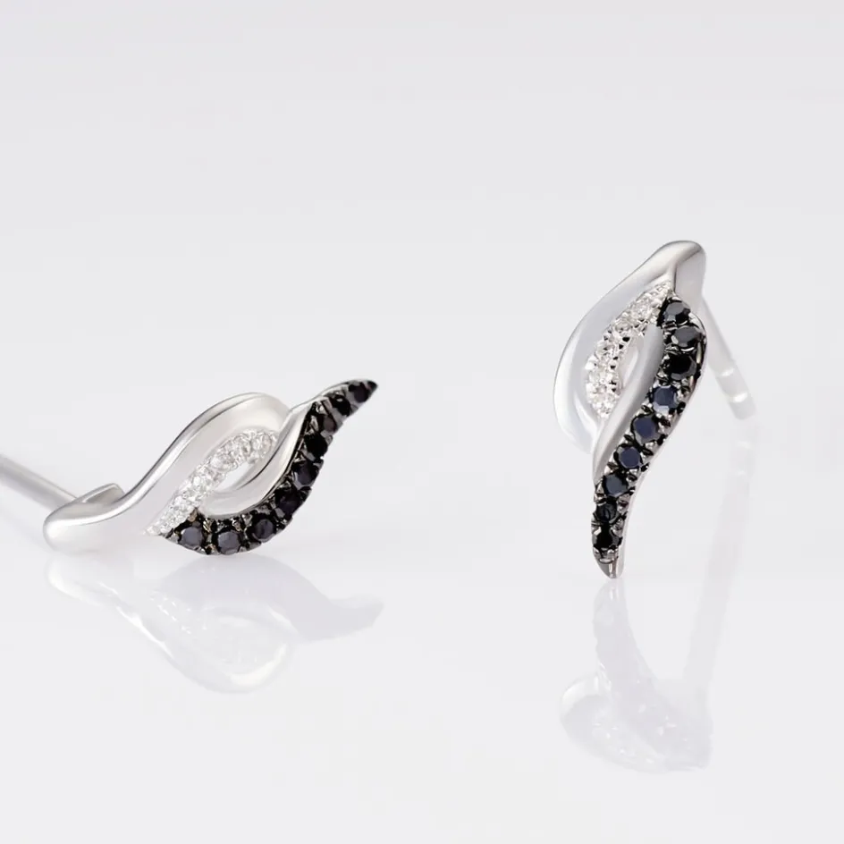Online Histoire d'Or Boucles D'oreilles Puces Sculptural Or Blanc Diamant