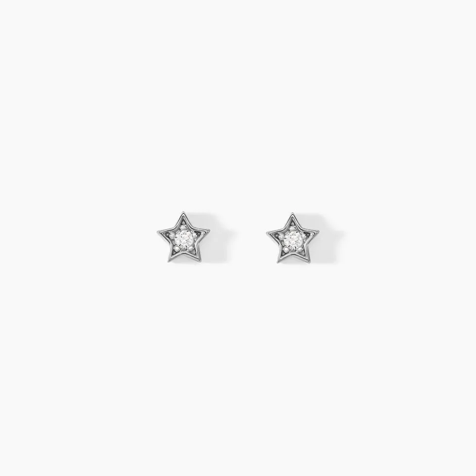 Hot Histoire d'Or Boucles D'oreilles Puces Saya Argent Blanc Oxyde De Zirconium