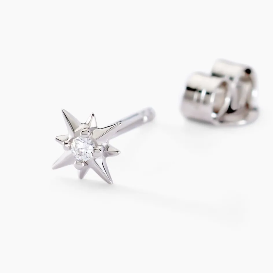 Online Histoire d'Or Boucles D'oreilles Puces Semira Argent Blanc Oxyde De Zirconium