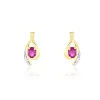 Sale Histoire d'Or Boucles D'oreilles Puces Sagesse Or Jaune Rubis Et Diamant