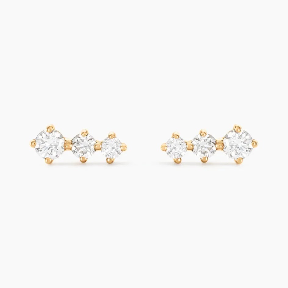 Outlet Histoire d'Or Boucles D'oreilles Puces Tryphena Or Jaune Diamant Synthétique