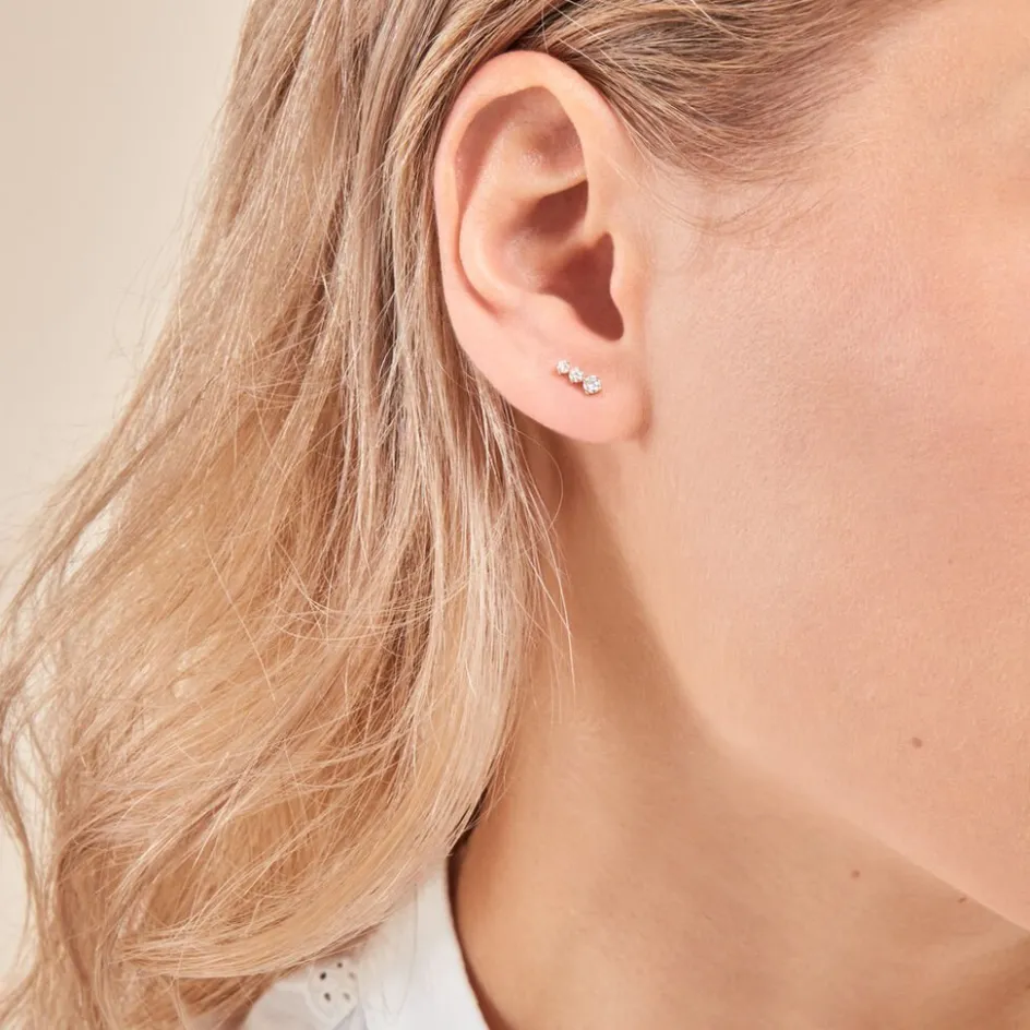 Outlet Histoire d'Or Boucles D'oreilles Puces Tryphena Or Jaune Diamant Synthétique
