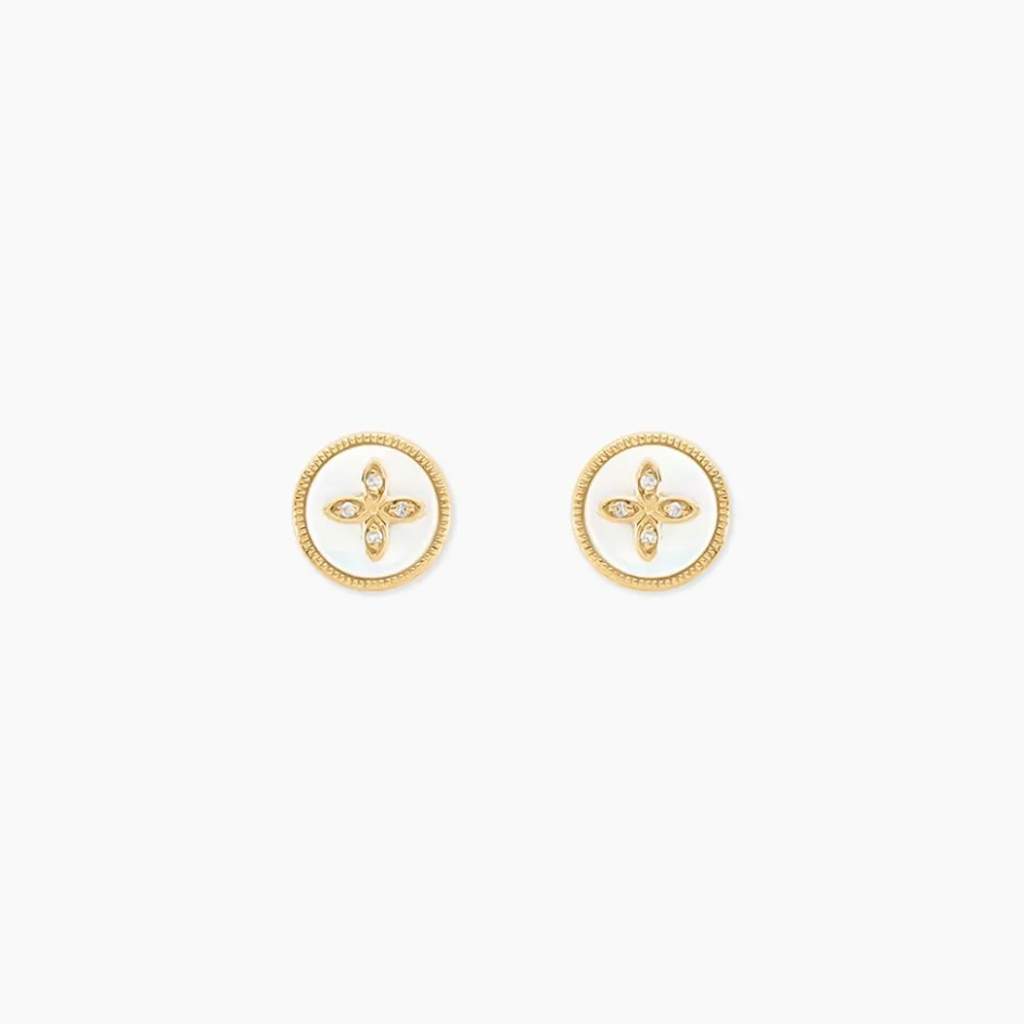 Discount Histoire d'Or Boucles D'oreilles Puces Talisman Or Jaune Nacre Diamant or jaune nacre blanche
