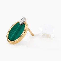 Clearance Histoire d'Or Boucles D'oreilles Puces Tahina Or Jaune Malachite Diamant or jaune malachite vert