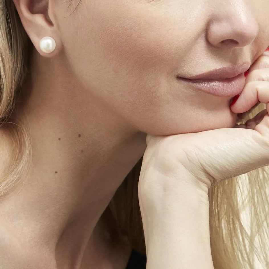 New Histoire d'Or Boucles D'oreilles Puces Ursulina Or Jaune Perle De Culture or jaune perle nacre