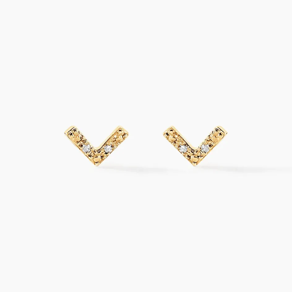 New Histoire d'Or Boucles D'oreilles Puces Undine Or Jaune Diamant