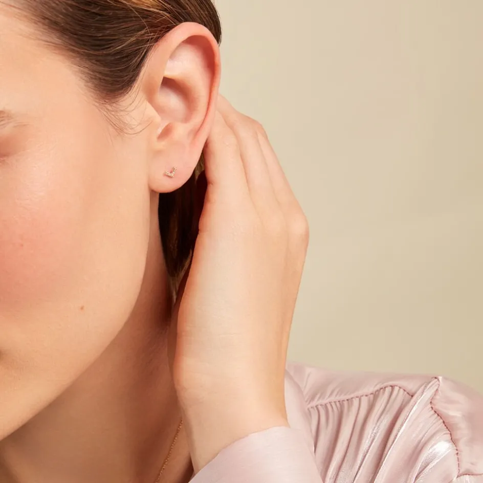 New Histoire d'Or Boucles D'oreilles Puces Undine Or Jaune Diamant