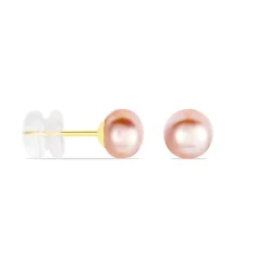 Best Histoire d'Or Boucles D'oreilles Puces Ursulina Or Jaune Perle De Culture or jaune perle rose