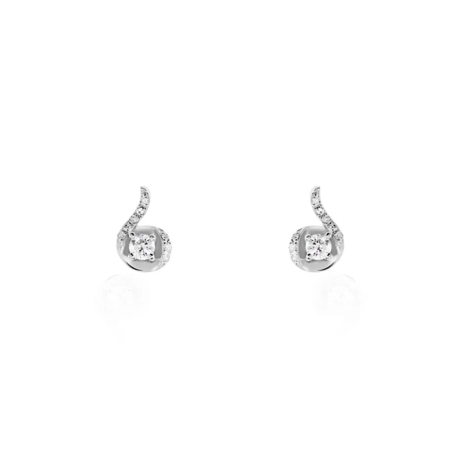 Best Histoire d'Or Boucles D'oreilles Puces Vrille Accompagnee Or Blanc Diamant