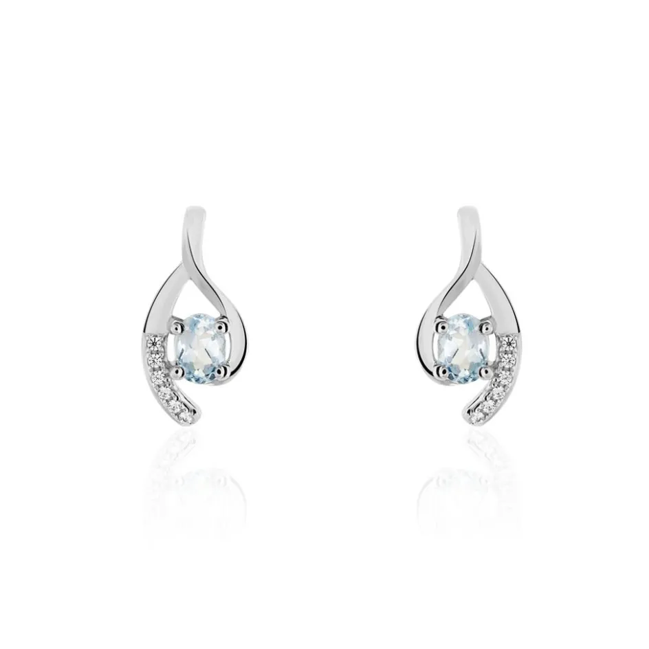 Histoire d'Or Boucles D'oreilles Sagesse Or Blanc Topaze Oxyde* Boucles D'Oreilles|Clous D'Oreilles