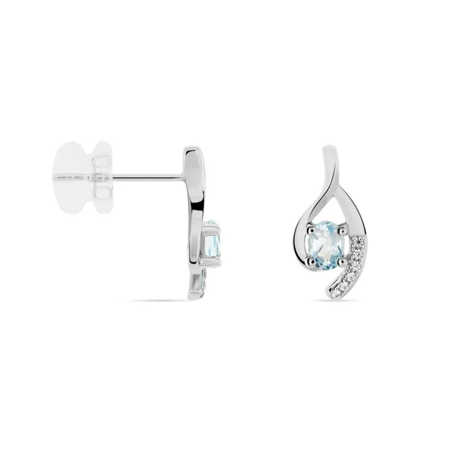 Histoire d'Or Boucles D'oreilles Sagesse Or Blanc Topaze Oxyde* Boucles D'Oreilles|Clous D'Oreilles