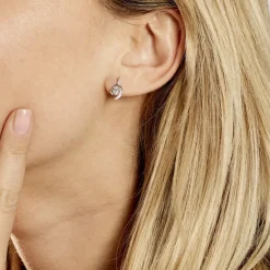 Histoire d'Or Boucles D'oreilles Sagesse Or Blanc Topaze Oxyde* Boucles D'Oreilles|Clous D'Oreilles